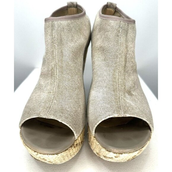 Stuart Weitzman Womens Wedge Heel Sandals Espadrille Platform Canvas Beige 9.5M - Picture 2 of 12